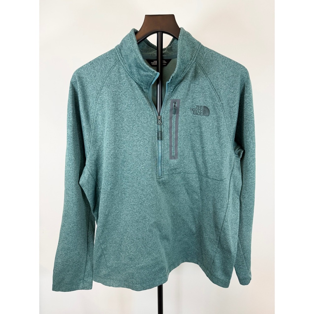 The North Face Mens Quarter Zip Fleece Pullover Teal Green Heather Large CV323